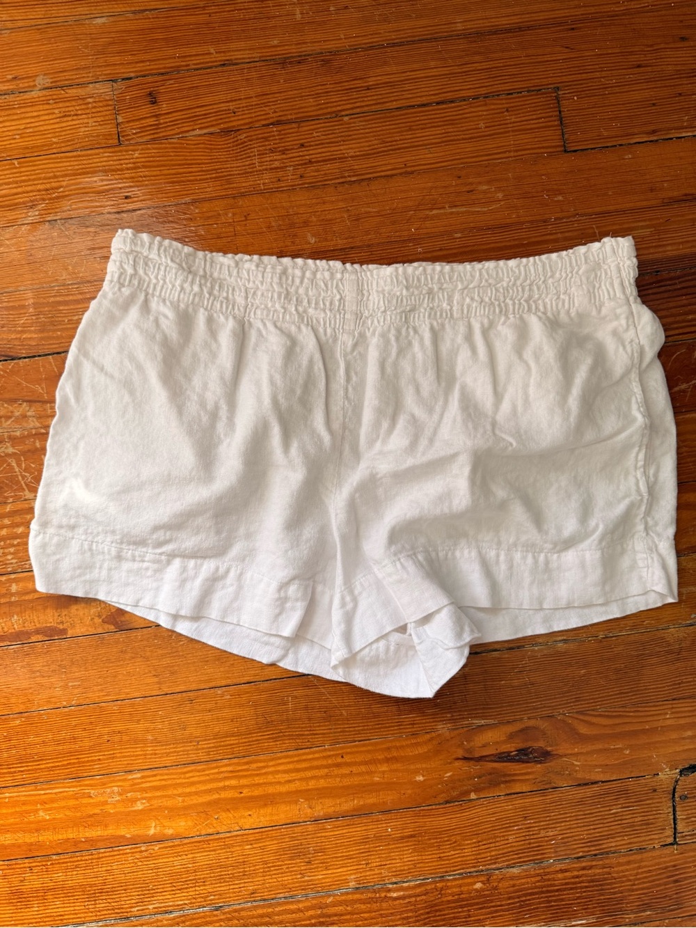 a new day White Elastic-Waist Casual Linen-Blend Shorts